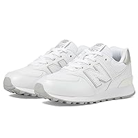 New Balance Kids 574 V1 70s Racing Lace-up Sneaker, White/Silver Metalic, 13.5 Wide US Unisex Little