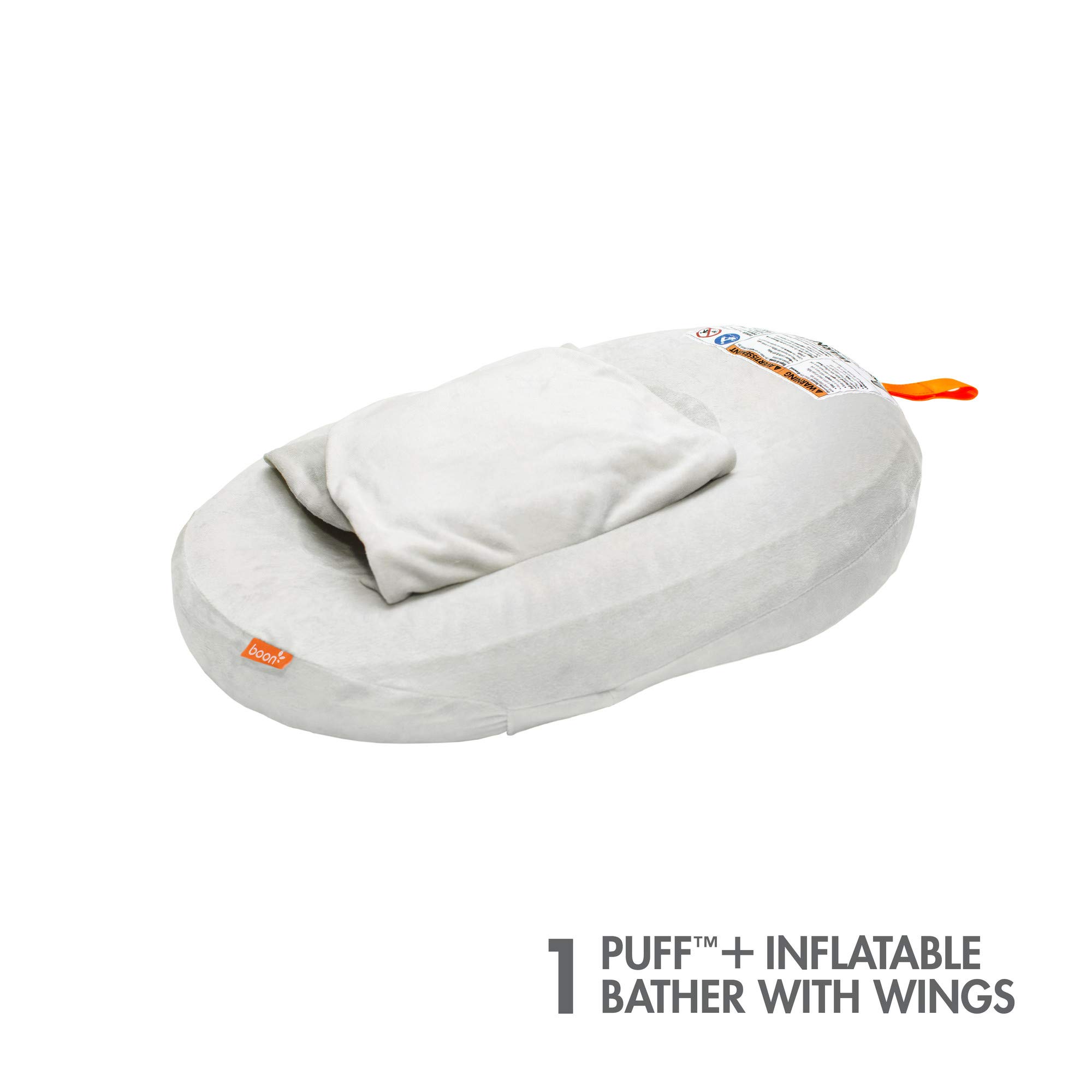 Boon Puff+ Inflatable Baby Bather with Microfleece Cover, Swaddle Wings and Storage Bag – for Newborns and Infants