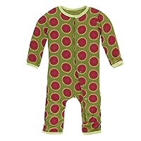 KicKee Pants Little Boys and Girls Print Coverall with Snaps - Grasshopper Watermelon, 6-9 Months