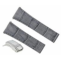 Ewatchparts LEATHER STRAP COMPATIBLE WITH ROLEX DAYTONA 16518,16519 16523 REGULAR S/STEEL CLASP GREY