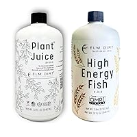 Elm Dirt Plant Juice Organic & Fish Emulsion Fertilizer for All Plants - Indoor or Outdoor | High Energy Fish Fertilizer for Plants 2-3-0 | Increase Biological Activity & Improve Nutrients(2 Bottles)