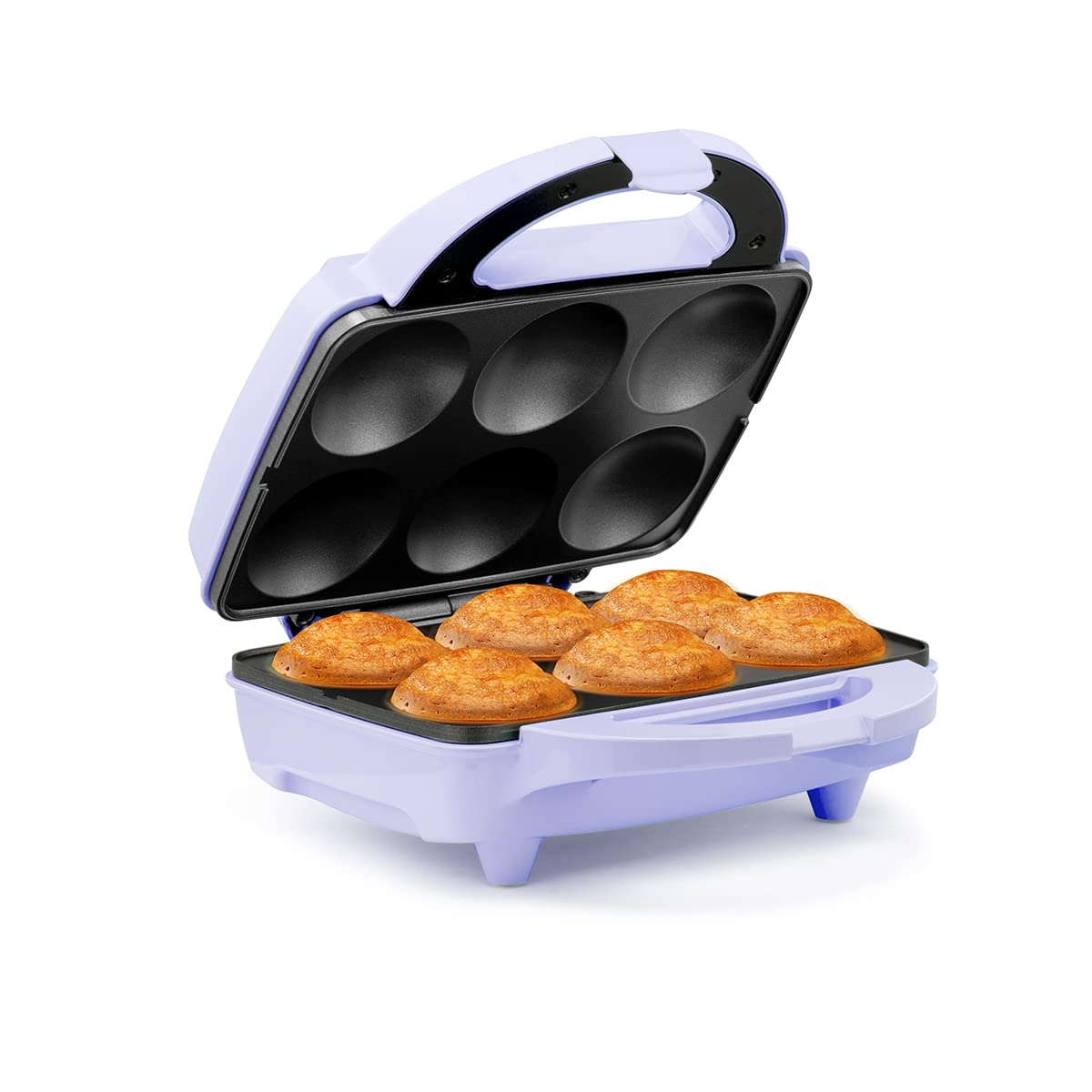 Holstein Housewares Non-Stick Cupcake Maker, Lavender/Stainless Steel - Makes 6 Cupcakes, Muffins, Cinnamon Buns, and more for Birthdays, Holidays, Bake Sales or Special Occasions