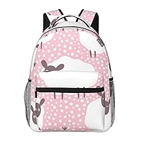 White sheep on pink background Printed Lightweight Backpack Travel Laptop Bag Gym Backpack Casual Daypack