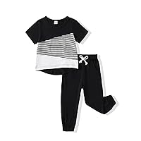 Mikrdoo Toddler Baby Boy Clothes - Kids Rayon Derived from Bamboo Clothes 2024 Summer Outfit Short Sleeve Pant Set for 12M-8T