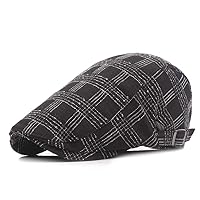 Hunting Hat Mens Winter Warm Knit Tweed Castket Gatsby Ivy Cap Golf Taxi Driver Driving Hat Beret for Men (Color : Black)