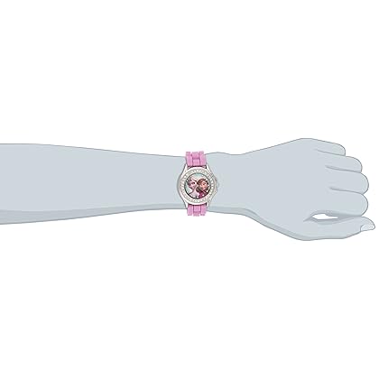 Disney Kids' FZN3554 Frozen Anna and Elsa Rhinestone-Accented Watch with Glittered Pink Band
