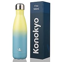 Insulated Water Bottles,17oz Double Wall Stainless Steel Vacumm Metal Flask for Sports Travel,Sandy Beach