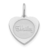 10K White Gold Small Heart Disc with NameCustomize Personalize Engravable Charm Pendant Jewelry Gifts For Women or Men (Length 0.59