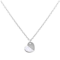 jewellerybox Sterling Silver Split Mother of Pearl Heart Necklace 18 Inch