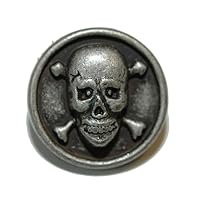 Silver Tone & Black Skull & Crossed Bones Tie Pin Tack (117)