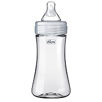 Duo 9oz. Hybrid Baby Bottle with Invinci-Glass Inside and Plastic Outside | Dishwasher, Bottle Warmer, and Electric Sterilizer Safe | Intui-Latch Nipple | Clear/Grey