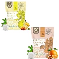 Palermo Organic Yerba Mate Tea Bags 50 Count - Honey Citrus Mate Infused with Ginger & Turmeric + Organic Yerba Mate Tea Bags 50 Count - Caramel Orange Mate with Chicory & Rooibos