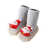Baby Boy Girl Fleece Booties Infant Winter Warm Cozy Socks Shoes Infant Crib Bootie with Non Skid Bottom