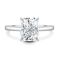Kiara Gems 2 CT Radiant Cut Colorless Moissanite Engagement Ring Wedding Band Gold Silver Eternity Solitaire Ring Halo Ring Antique Anniversary Promise Gift Her, Bridal Ring