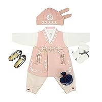 Korean Traditional Clothing Hanbok Boy Baby 100th Days First Birthday Dol Party 1-10 Ages Baby Pink Silver PrintJSB003