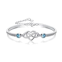 AOBOCO 925 Sterling Silver Adjustable Infinity Heart Bangle Bracelet for Sister Best Friend Daughter Mom Grandma Granddaughter Daughter in Law Godmother Goddaughter Stepmom Stepdaughter