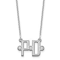 Jewels By Lux 10K Gold Etched 2 Initial Diamond Cable Chain Necklace (Length 18 in Width 15.97 mm)