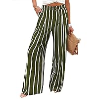 Angerella Women's Wide Leg Pants High Elastic Waisted in The Back Business Work Trousers Long Casual Pants