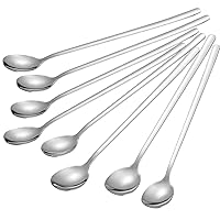 Briout 8-Piece 9-Inch Long Handle Iced Tea Spoon, Ice Cream Spoon, Premium 304 Stainless Steel Cocktail Stirring Spoons