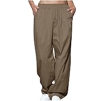 Wide Leg Pants for Women Cargo Pants Fashion Y2K Teen Girls Elastic High Waisted Casual Parachute Athletic Jogger Pants