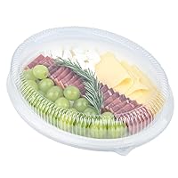 Restaurantware LIDS ONLY: Pulp Safe Lids For Large Bagasse Plates 100 Oval Dome Lids For Disposable Dinner Plates - Plates Sold Separately Sustainable Heavy-Duty Clear Plastic Lids For Plates