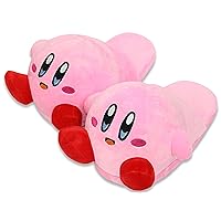 Anime Kirby Cute Plush Open Back Floor Slippers Indoor Shoes Fuzzy Slippers with Rubber Sole for Women Pink