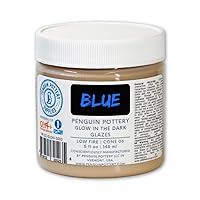 Penguin Pottery - Glow in The Dark Pottery Glaze - Blue - Low Fire Glaze Cone 06 - Glow in The Dark Paint for Ceramics (5 oz | 148 ml)