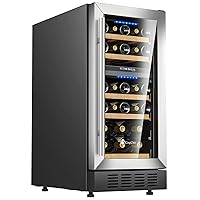 KingChii 15 Inch 26 Bottle Dual Zone Wine Cooler Refrigerator Professional Compressor, Stainless Steel & Tempered Glass For Red Wine, Champagne - Built-in or Freestanding for Home, Kitchen, or Office