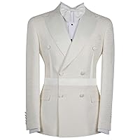 Men's Jacquard Double Breasted Buttons Tuxedo Coat Peak Lapel Casual Daily Suit Blazer