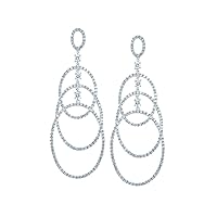 14k White Gold Triple Oval Diamond Earrings