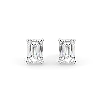 14K Solid Gold Lab Grown Moissanite Diamond Emerald Cut Solitaire Stud Earrings | 1.5 or 4.0 CTW | Screw Back or Puish Back Posts | Made in USA | By Adora Fine Jewelry