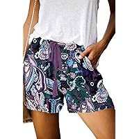 QUEEN PLUS Womens Casual Shorts Comfy Elastic Waist Drawstring Pocket Shorts Pants