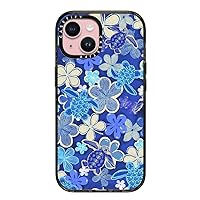 CASETiFY Impact Case for iPhone 15 [4X Military Grade Drop Tested / 8.2ft Drop Protection] - Flower Prints - Ocean Child - Clear Black