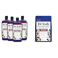 Dr Teal's Foaming Bath with Pure Epsom Salt, Shea Butter & Almond, 34 fl oz (Pack of 4) (Packaging May Vary) & Salt Soak with Pure Epsom Salt, Shea Butter & Almond, 3 lbs