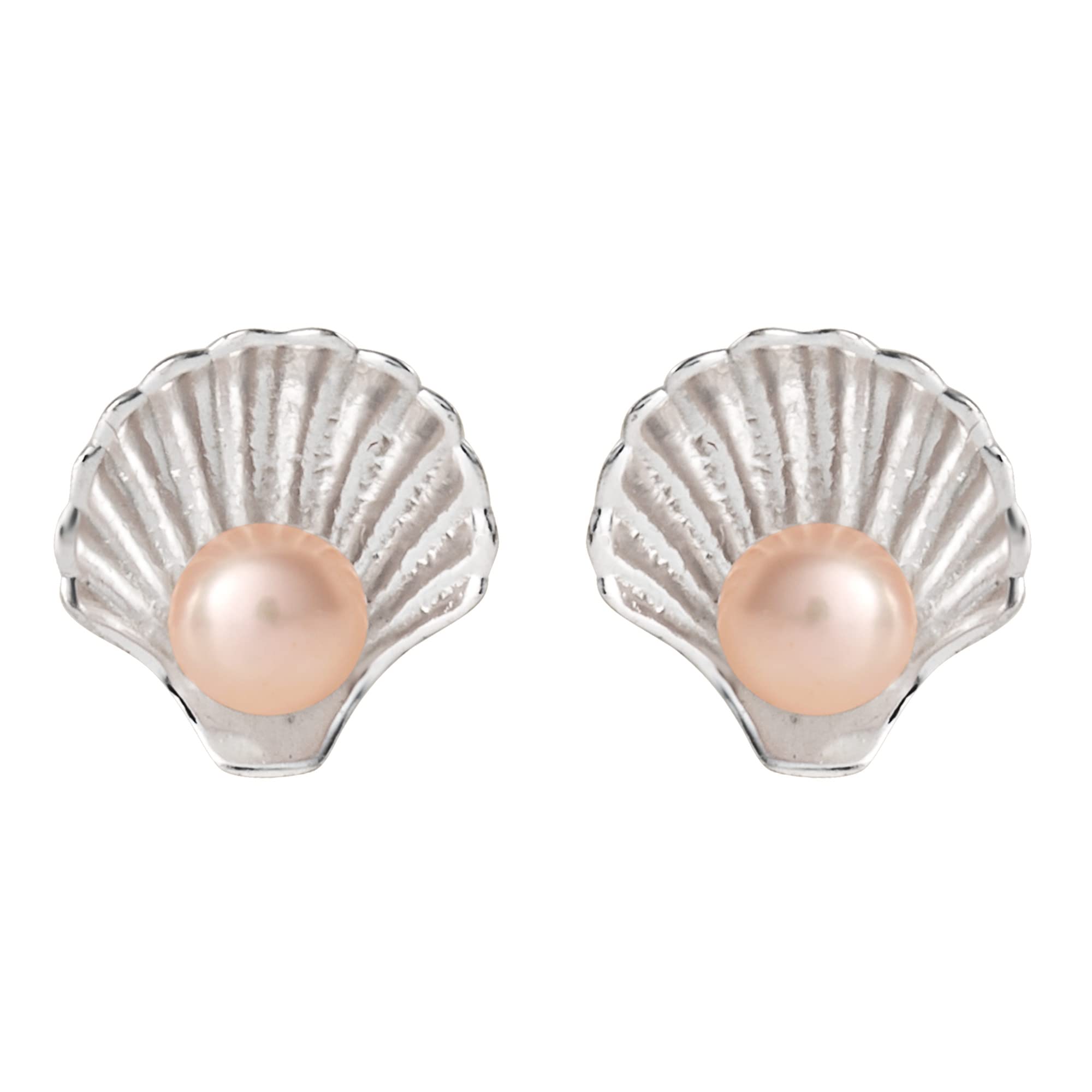 Disney Princess Jewelry, Little Mermaid Seashell Pearl Stud Earrings, Sterling Silver
