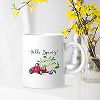 Farm Fresh Hello Spring Sunflower Trunk Funny Coffee Tea Cups Cartoon Flowers 11 Ounce White Personalized for Tea Milk Cappuccino Cocktails