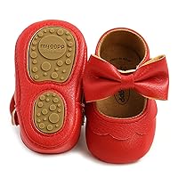LAFEGEN Baby Girls Mary Jane Flats with Bownot Non Slip Soft Sole PU Leather Newborn Infant Toddler First Walker Cirb Dress Shoes