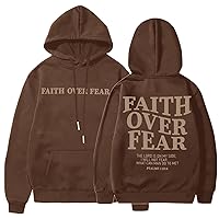 BANGELY Christian Sweatshirt Women Faith Over Fear Christian Religious Sayings Pullover Hoodies Casual Tops Black