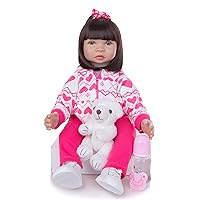 Reborn Baby Dolls, 60 cm Realistic Newborn Baby Dolls, Lifelike Handmade Silicone Doll, Baby Soft Skin Realistic, Birthday Gift Set for Kids Age 3 +