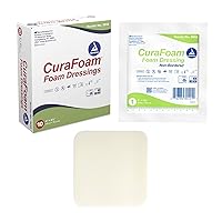 Dynarex 3012 CuraFoam Foam Dressing, Non-Bordered, Sterile, Provides Cushioned and Moist Wound Care, 4