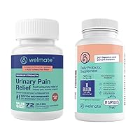WELMATE Urinary Track Comfort & Digestive Balance Kit: Urinary Pain Relief 99.5mg (72 Ct) & Saccharomyces Boulardii Probiotic (200 Ct) | Enhanced Urinary and Gut Health Support