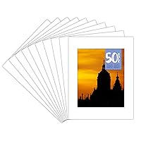 Golden State Art, Pack of 50 11x14 White Picture Mats Mattes with White Core Bevel Cut for 8x10 Photo