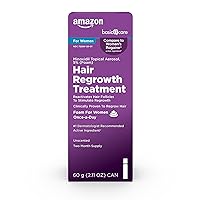 Amazon Basic Care Hair Regrowth Treatment For Women, Minoxidil 5%, Topical Aerosol (Foam), Unscented, 2 Month Supply, 2.11 ounce (Pack of 1)