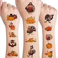 20 Sheets Thanksgiving Temporary Tattoos for Kids, Fall Party Supplies Decorations Thanksgiving Party Favors Autumn Maple Leaf Pumpkins Turkey Fake Tattoos for Boys Girls Fall Gift Game Stickers