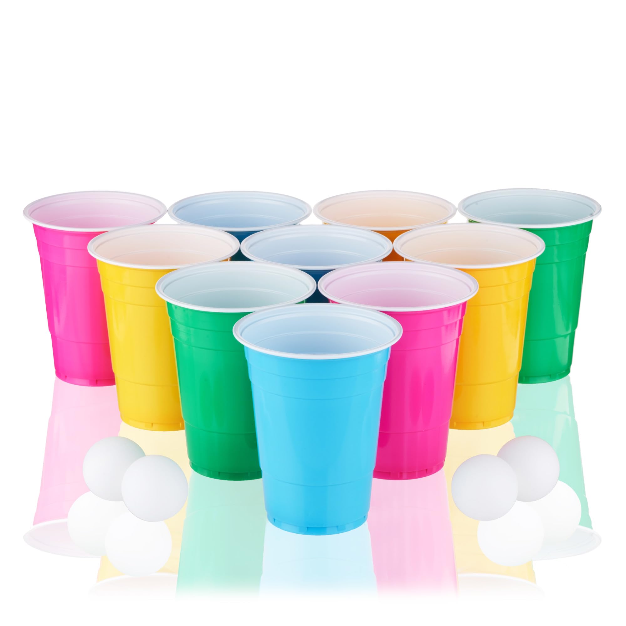 True Neon Kit, Beer Multicolor Set of 24 Cups and 4 Ping Pong Balls, Set of 1, Assorted