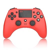 Rii GP700 Wireless Gaming Bluetooth Controller for PS4/Android/Windows, With 3.5mm Audio Jack，Speaker, Game Joystick Gamepad Wireless/Wired(Red)