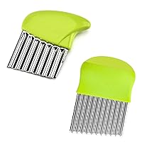 2 Pack Crinkle Cutter Stainless Steel Potato Slicer Heavy Duty Deep Wavy Crinkle Cutting Chopping Tools for Carrot Veggies Orange Green