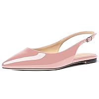 Women's Slingback Office Patent Pointed Toe Flats Sandals Casual Dress Shoes