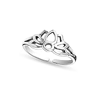 LeCalla 925 Sterling Silver Toe Ring for Women | Antique Simple Open Adjustable Toe-Ring | Minimalist Toe Rings for Gifting