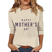 Mother's Day Casual Tee Shirts Womens 3/4 Sleeve Patterned Tunic Tops 2024 Summer Fit Basic Tee Tops